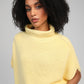 Maglione dolcevita oversize senza maniche giallo pulcino