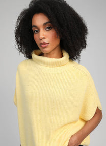 Maglione dolcevita oversize senza maniche giallo pulcino