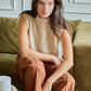 Maglione smanicato in maglia a collo alto da donna