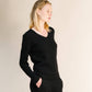 Maglia a coste con scollo a V in misto cashmere