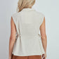 Camicia smanicata in lino con laccetti laterali