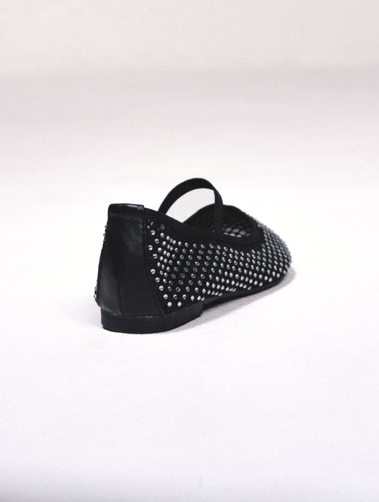 Ballerine scintillanti con fascia elastica e strass