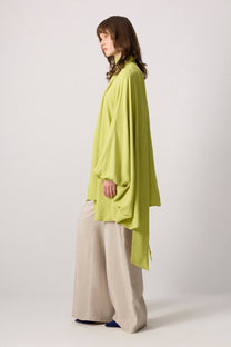 Top kimono in viscosa con collo alto drappeggiato