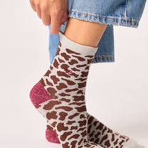 Calzini glitter in cotone con stampa mucca