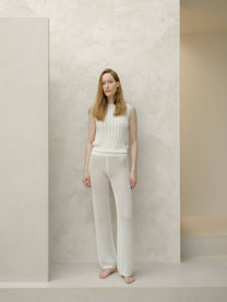 Pantaloni in cotone fine all’uncinetto