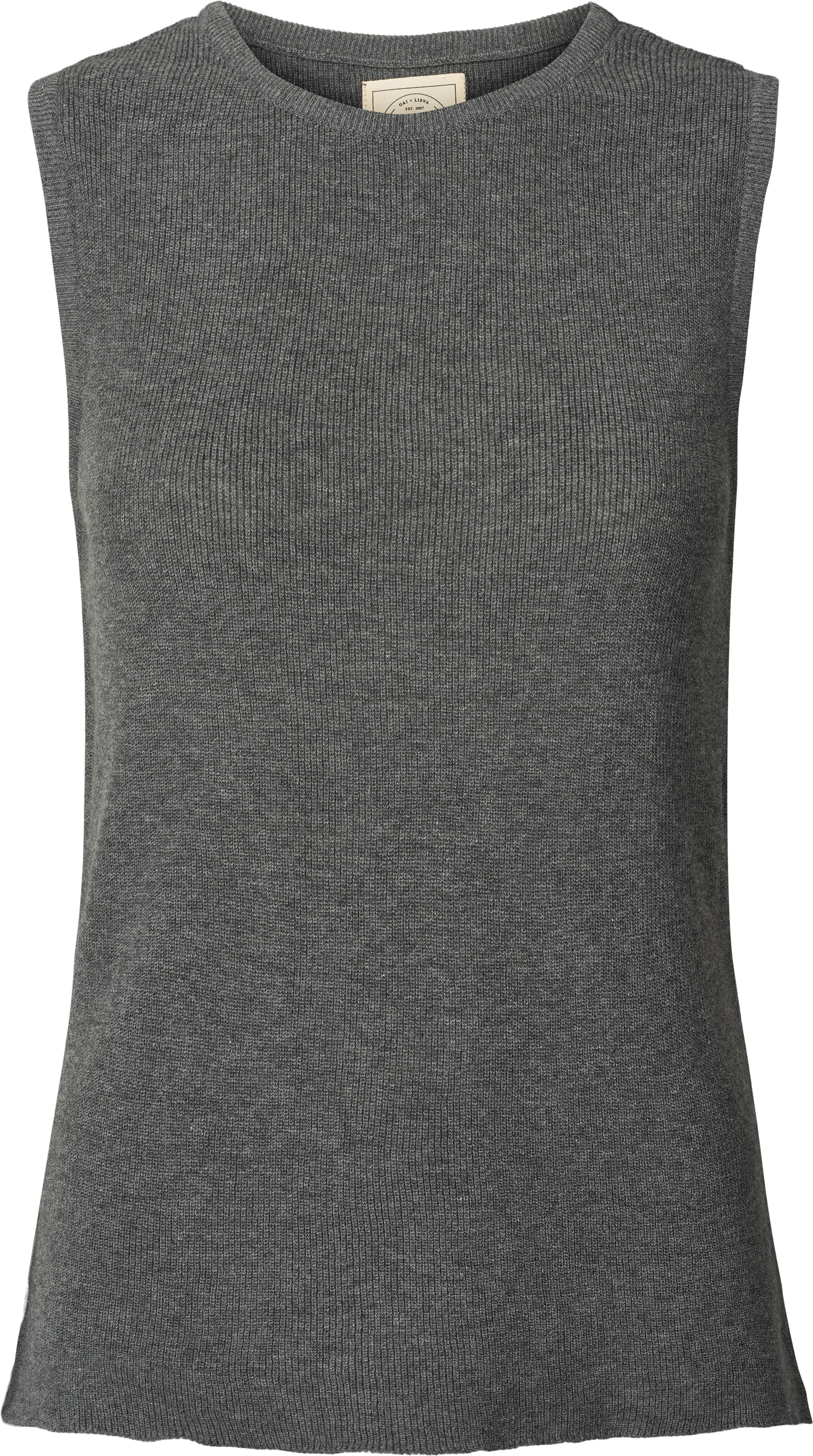 Top in maglia Sofie in cotone organico grigio scuro mélange
