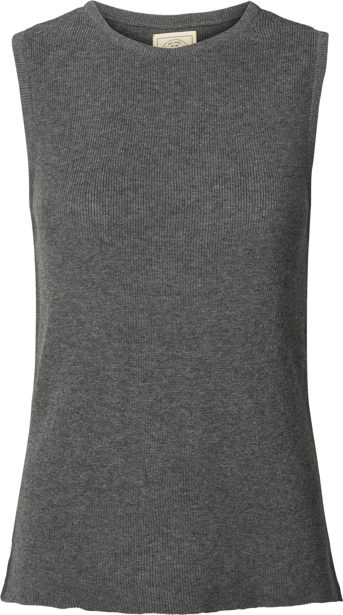 Top in maglia Sofie in cotone organico grigio scuro mélange