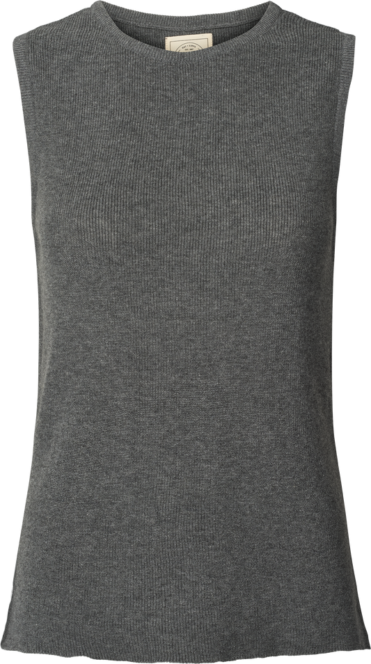 Top in maglia Sofie in cotone organico grigio scuro mélange