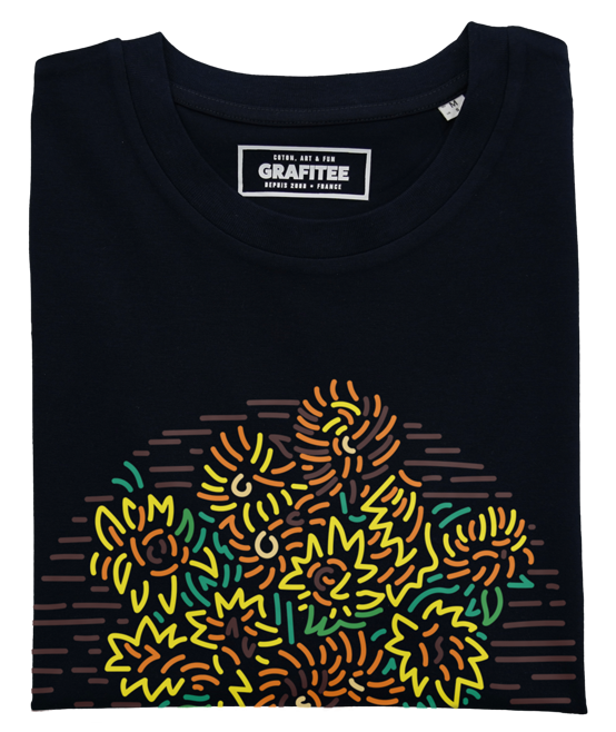 T-shirt artistica con girasoli in cotone biologico