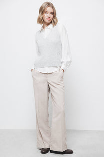 Gilet in Maglia Strutturata con Scollo a V