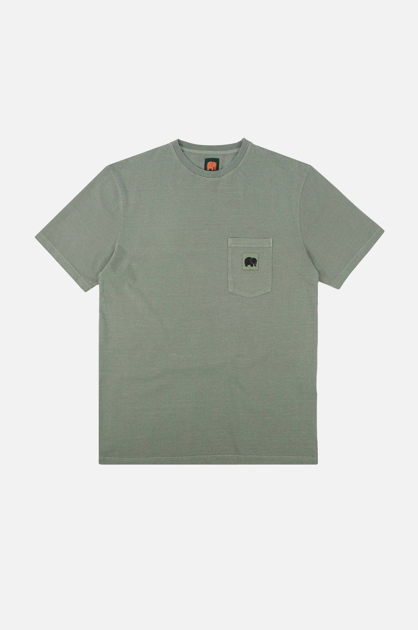 T-shirt pigmentata in cotone biologico verde salvia con taschino