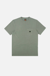 T-shirt pigmentata in cotone biologico verde salvia con taschino