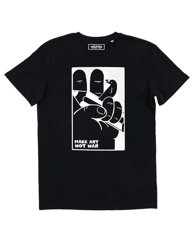 T-shirt Make Art Not War in cotone biologico con stampa grafica