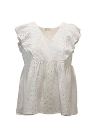 Blusa in cotone Sangallo con scollo a V
