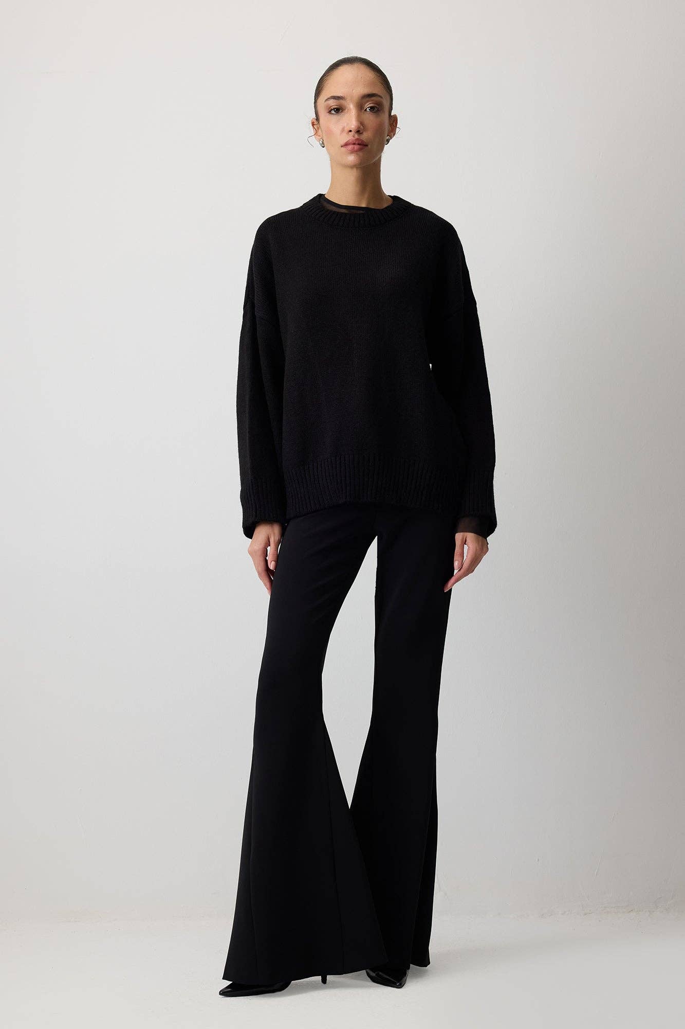 Maglione basic in maglia nero