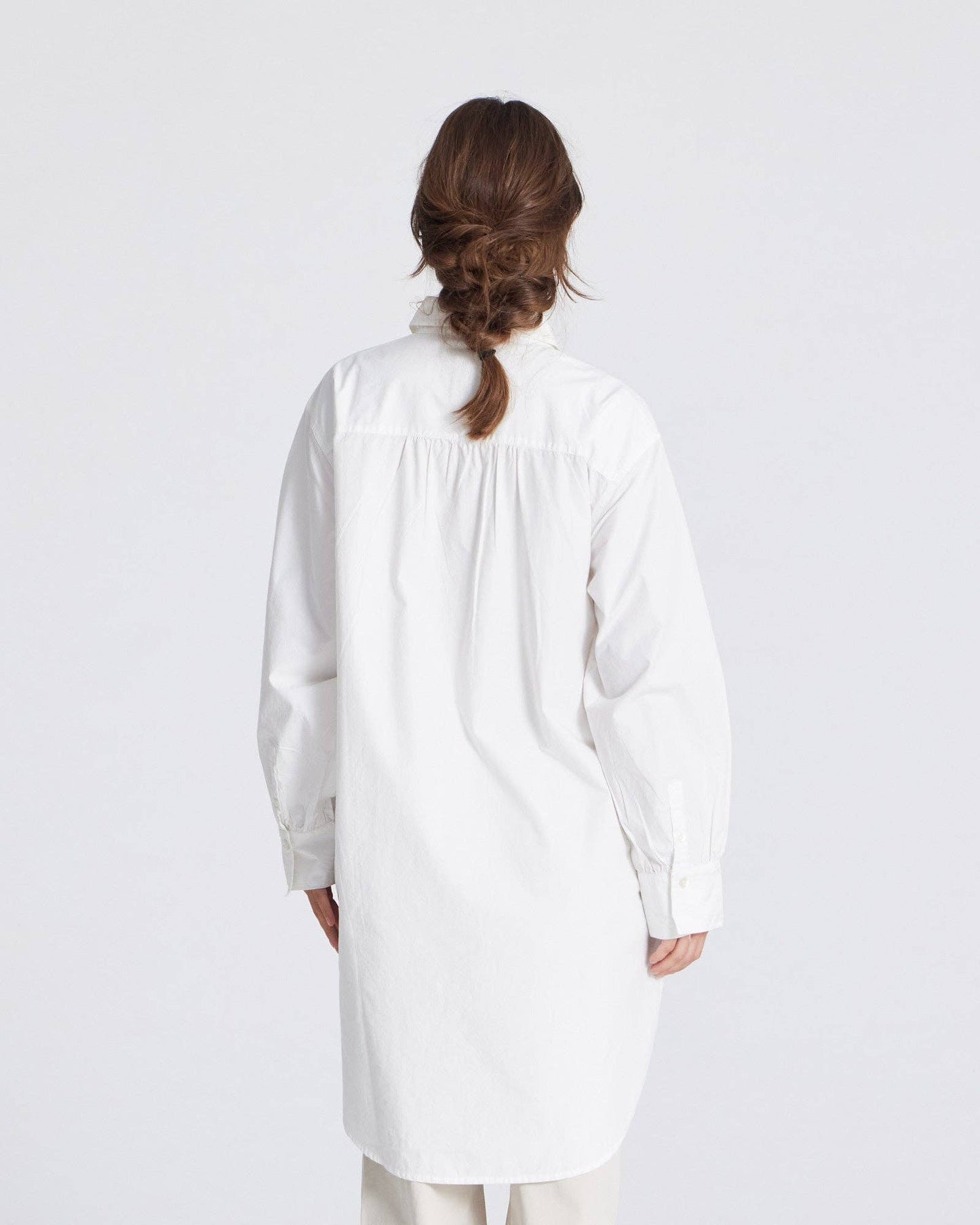 Tunica camicia oversize in popeline di cotone biologico bianca