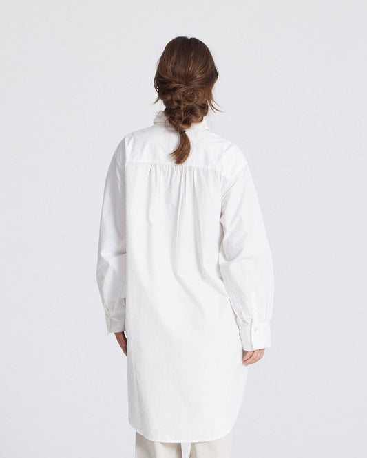 Tunica camicia oversize in popeline di cotone biologico bianca