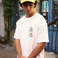 T-shirt oversize bianca con stampa gatto