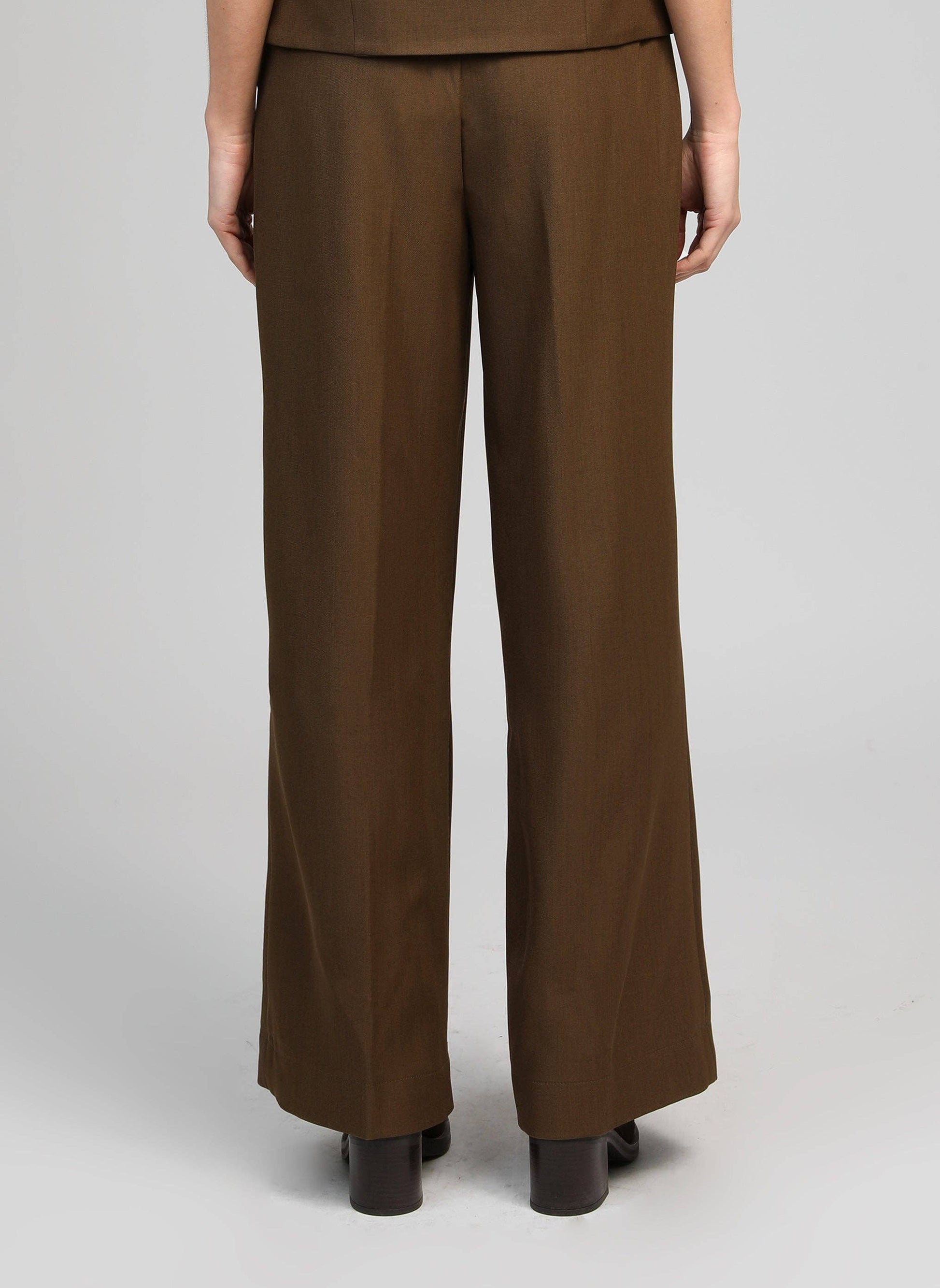 Pantaloni a vita alta ampi color militare