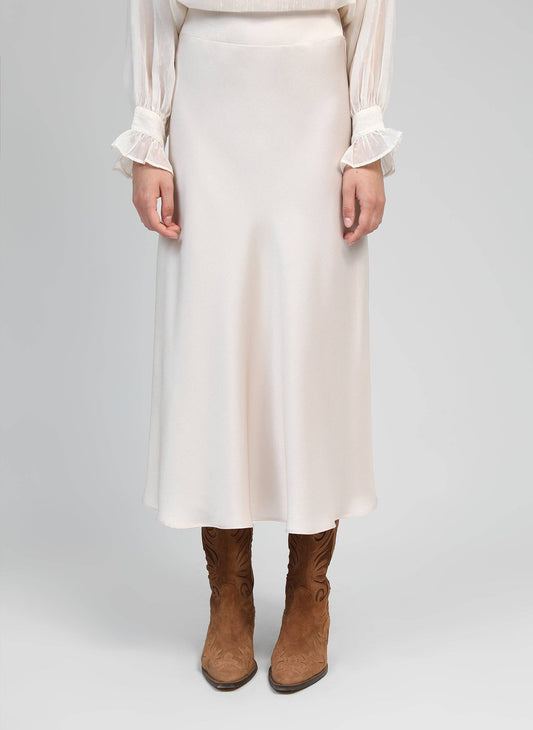Gonna midi svasata color vaniglia