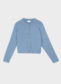 Cardigan in maglia girocollo azzurro cielo Letiana