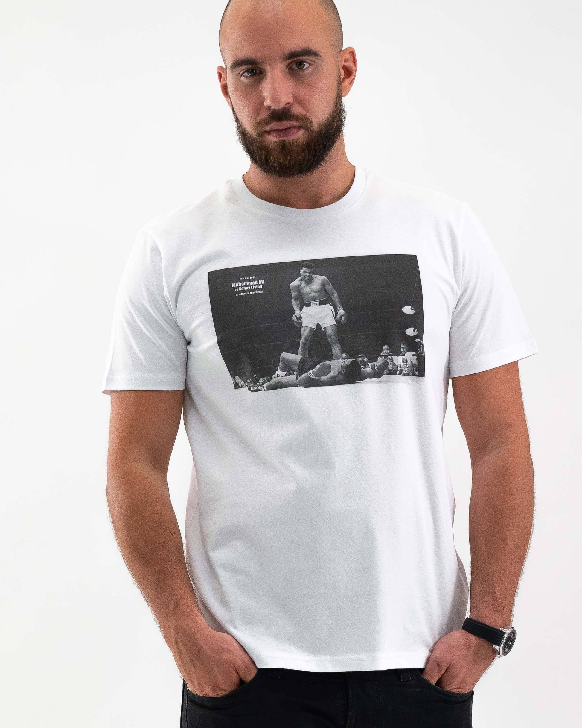 T-shirt vintage da boxe con stampa fotografica