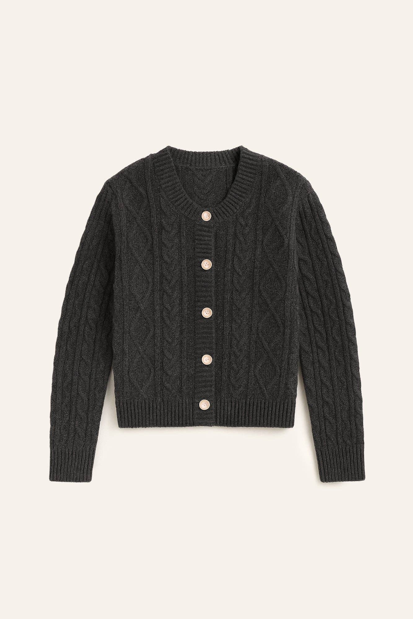Cardigan in maglia a trecce antracite