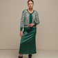 Cardigan donna in maglia jacquard animalier bicolore