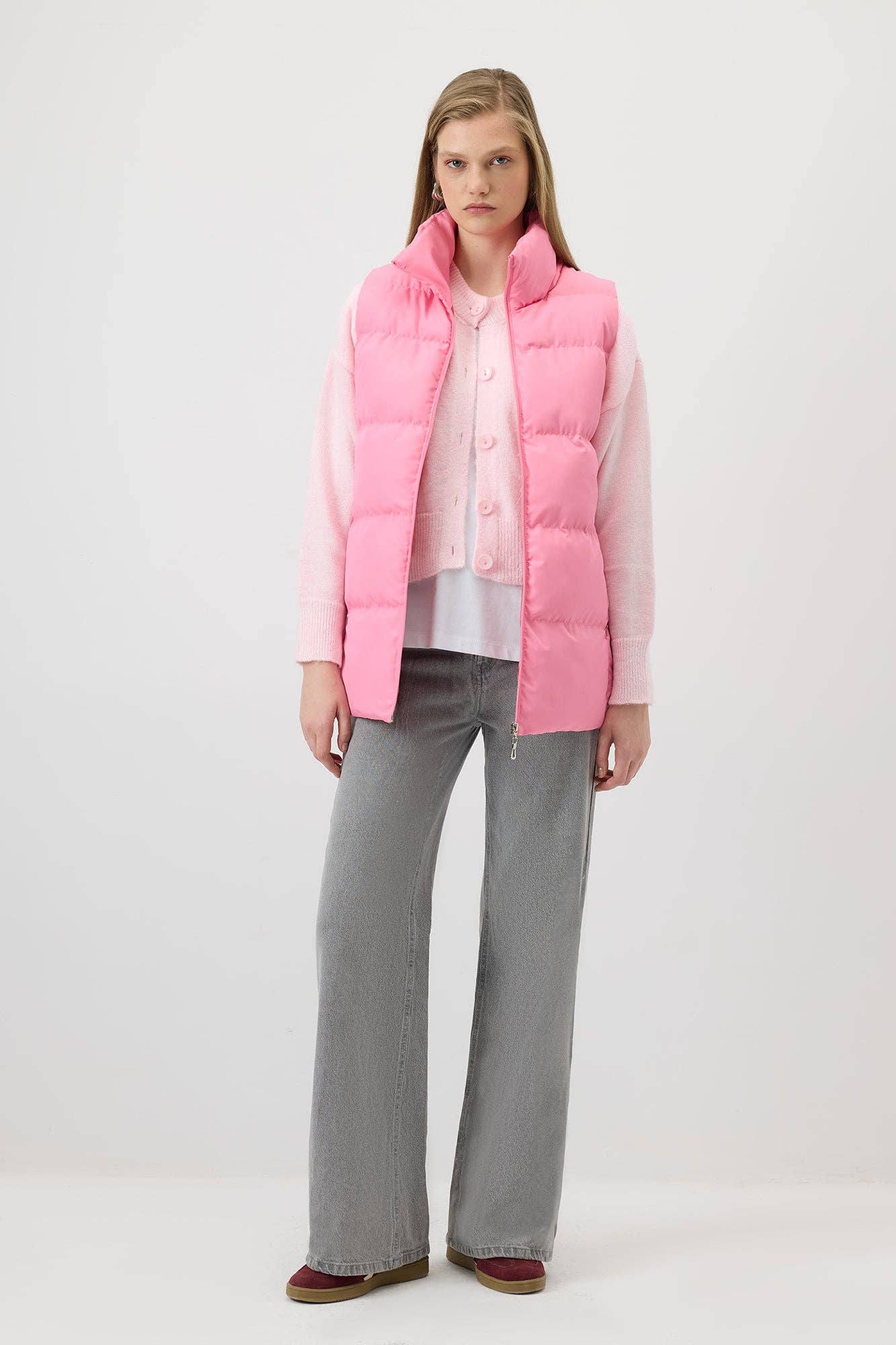 Gilet trapuntato con zip