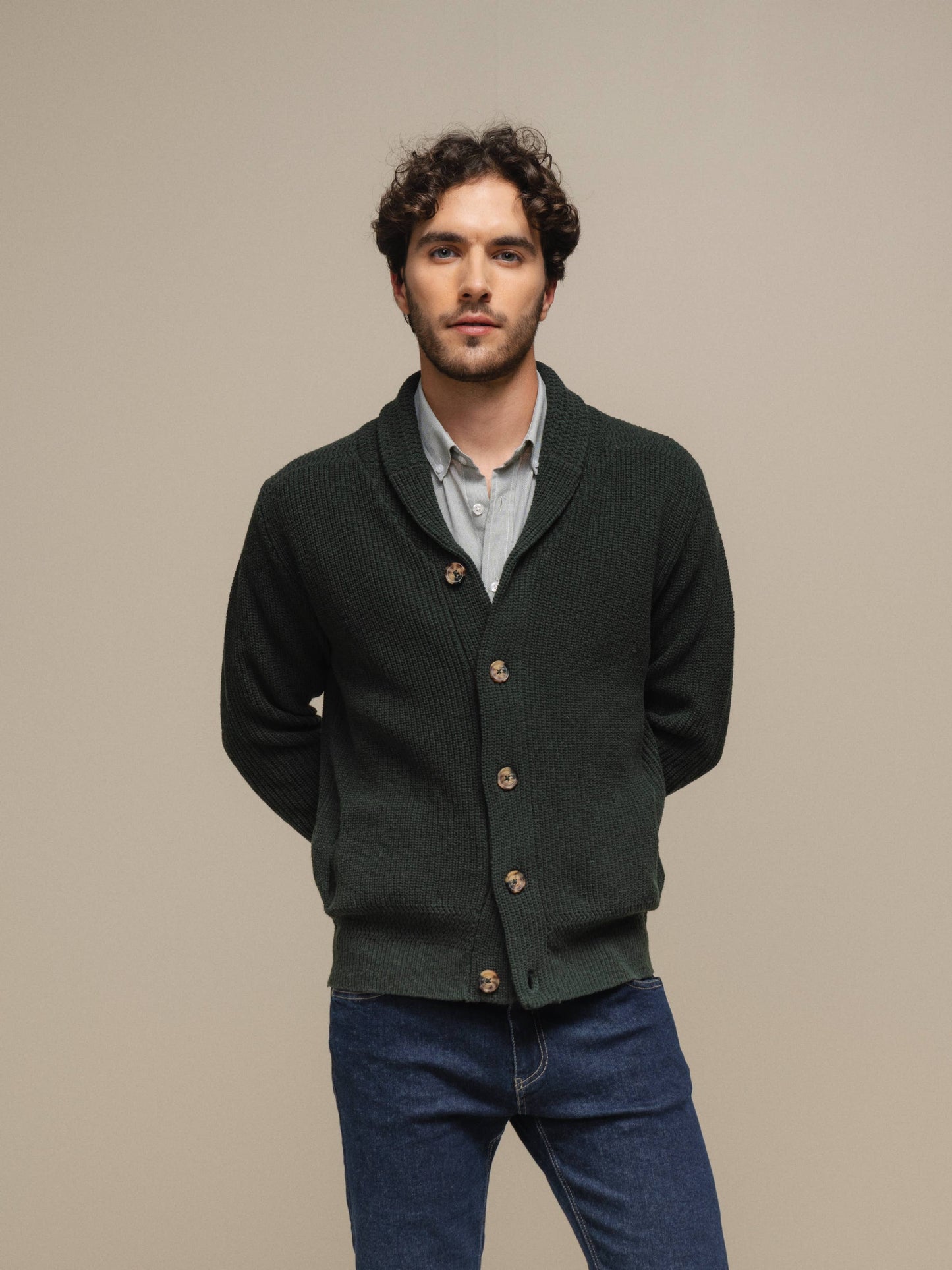 Cardigan in maglia uomo in cotone