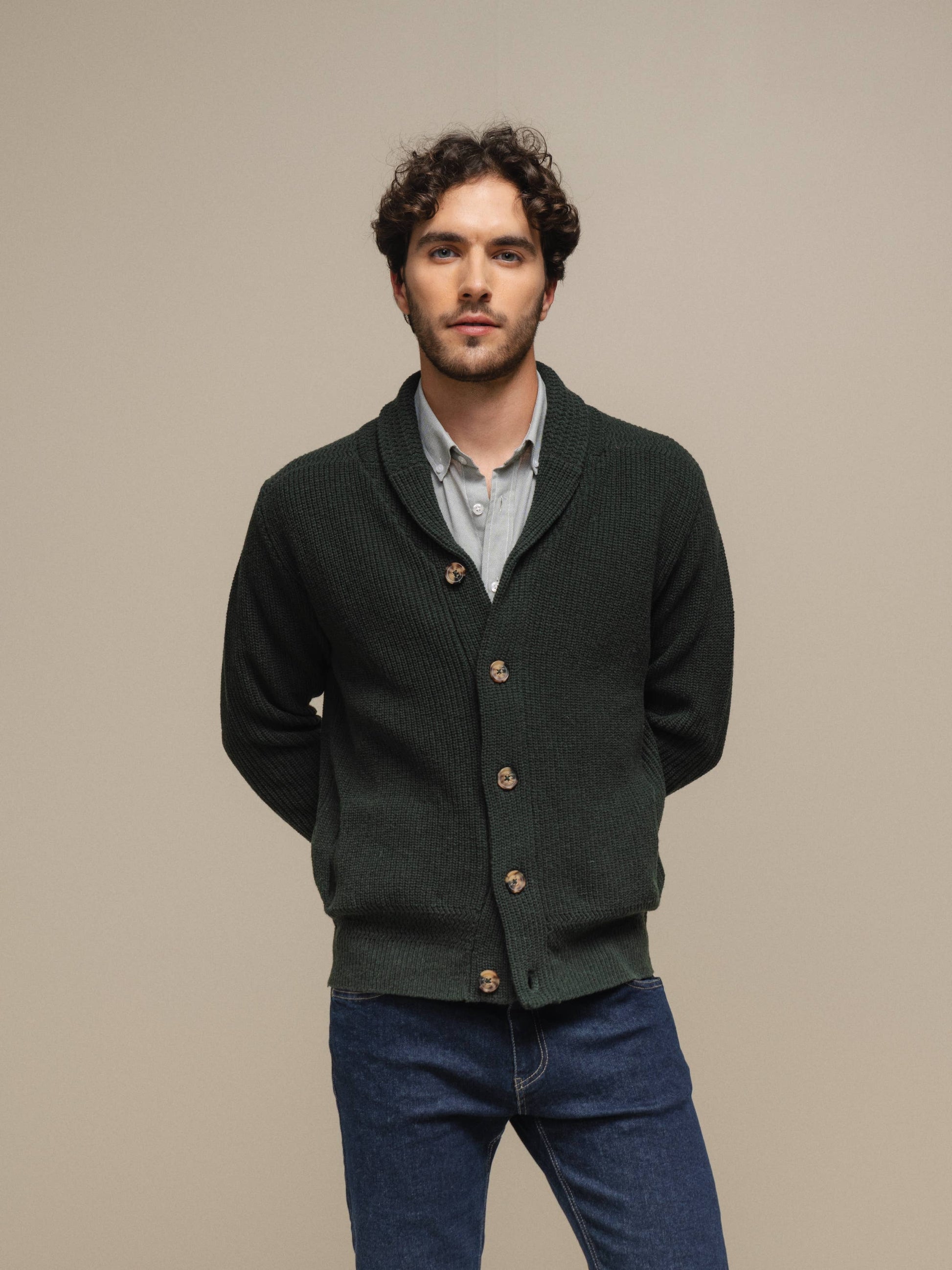 Cardigan in maglia uomo in cotone