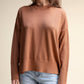 Maglione girocollo in cotone con spacchi laterali