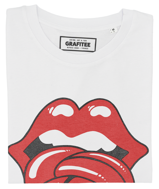 T-shirt rock unisex in cotone biologico con stampa labbra