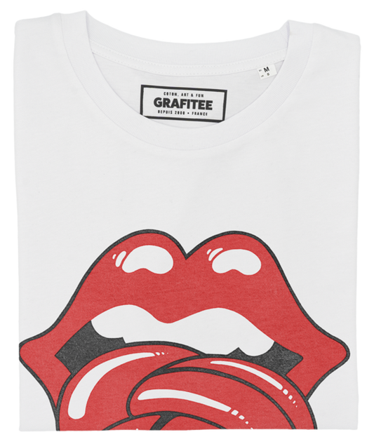 T-shirt rock unisex in cotone biologico con stampa labbra