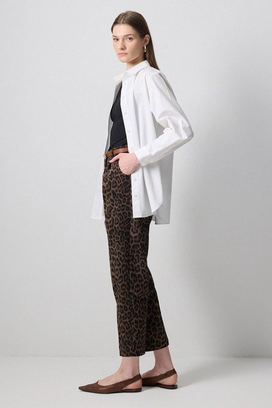 Pantaloni a carota leopardati affusolati