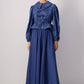 Completo in denim con tunica e gonna a fantasia