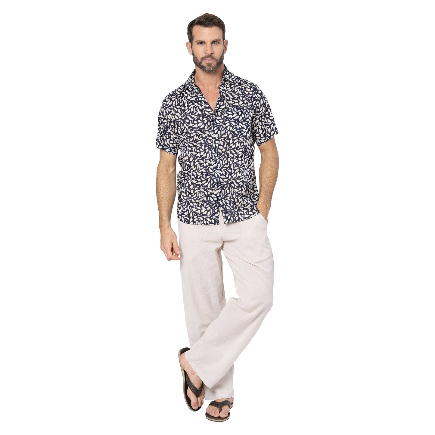 Camicia estiva a maniche corte in voile di cotone