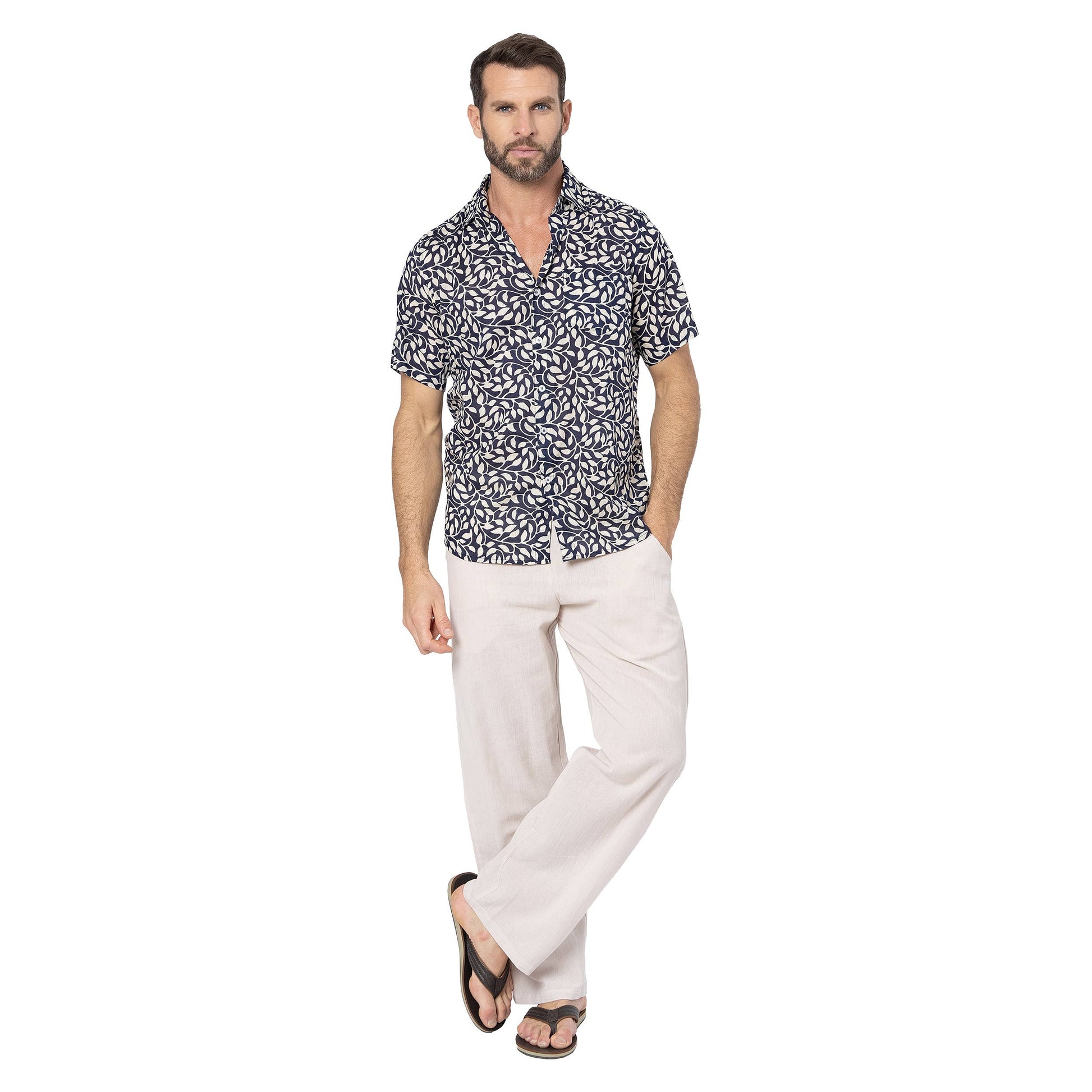 Camicia estiva a maniche corte in voile di cotone