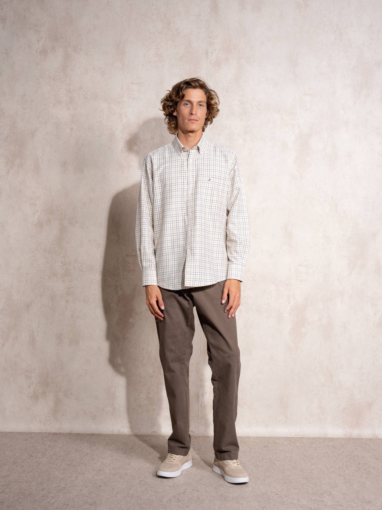 Camicia uomo a quadri in cotone misto