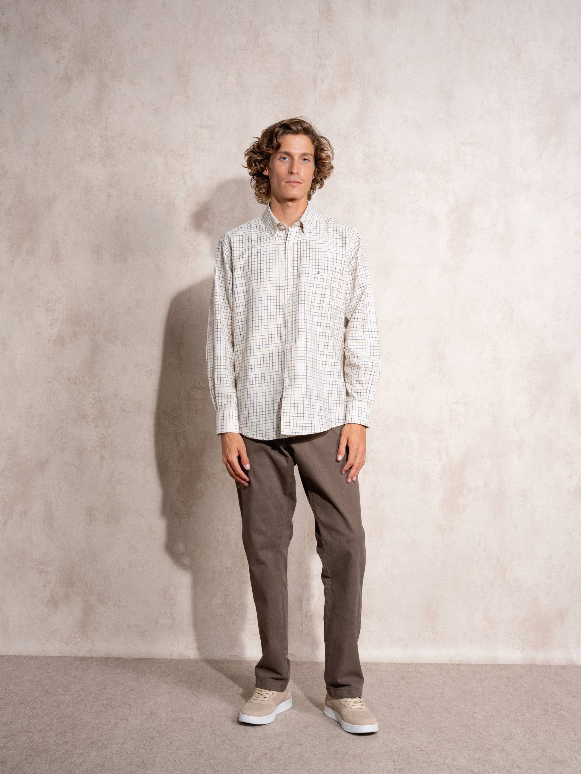 Camicia uomo a quadri in cotone misto