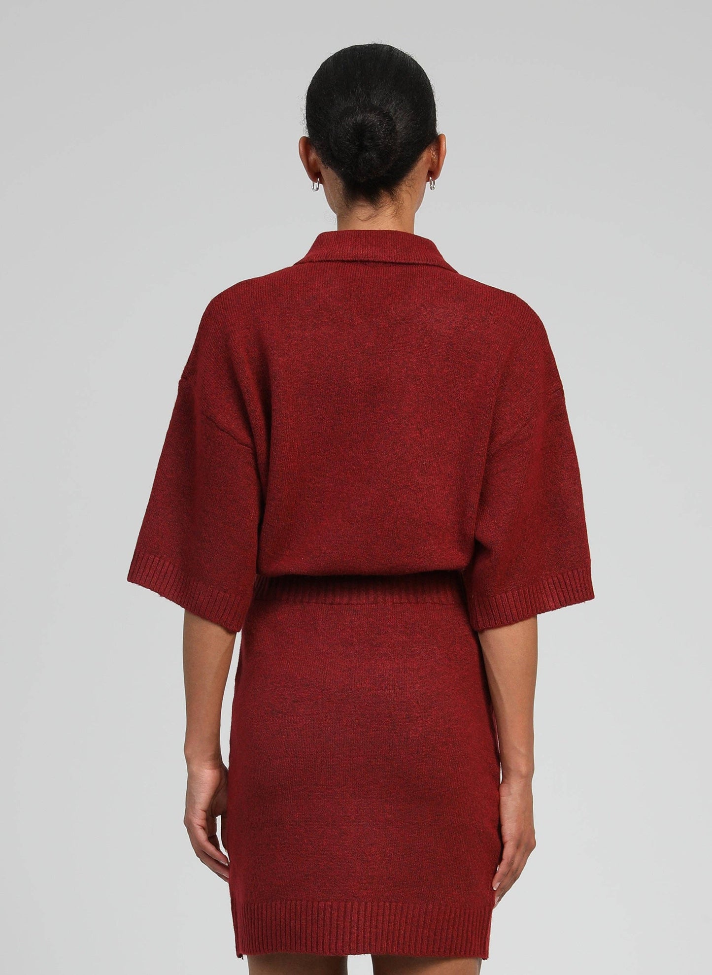 Maglione Norea color lampone con collo polo