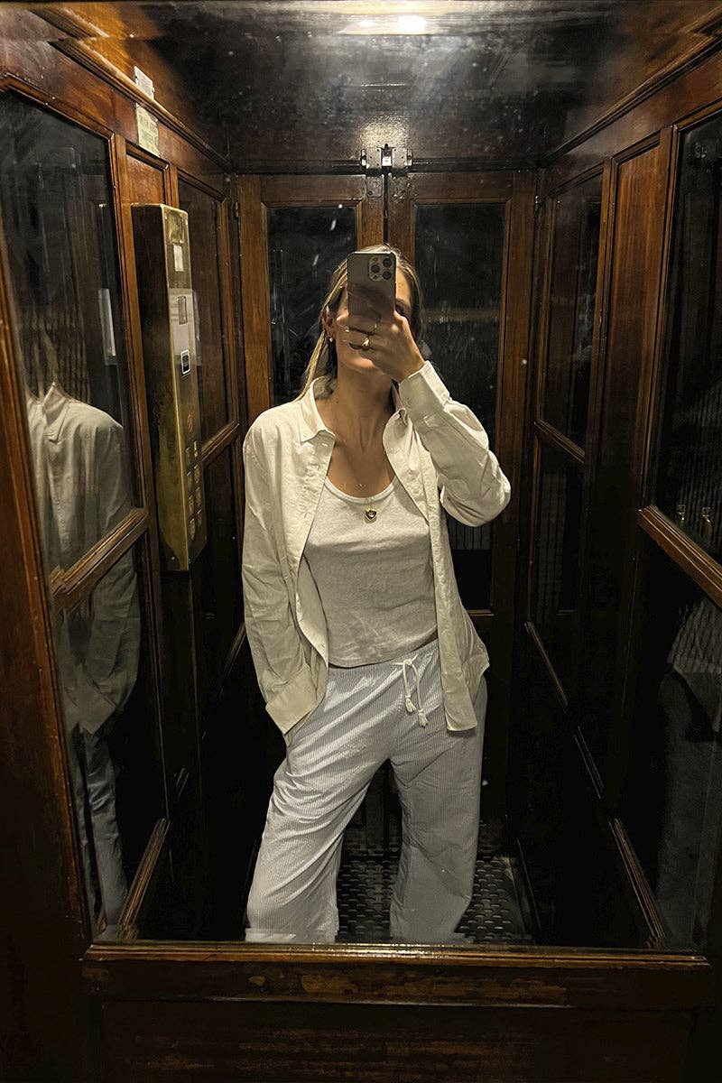 Camicia in lino avorio