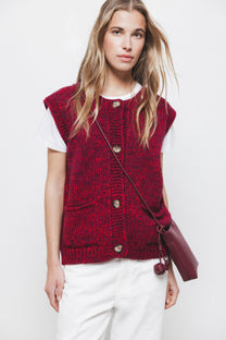 Gilet in maglia con bottoni a contrasto