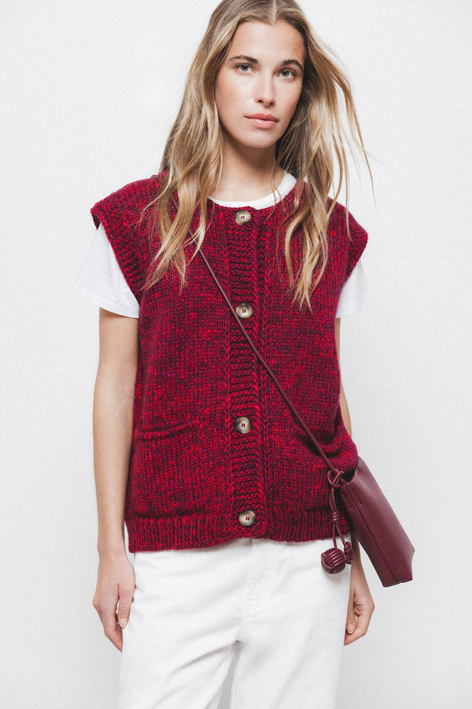 Gilet in maglia con bottoni a contrasto