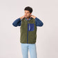 Gilet sherpa unisex con zip kaki chiaro