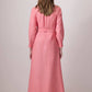 Abito camicia rosa con cintura in misto cotone