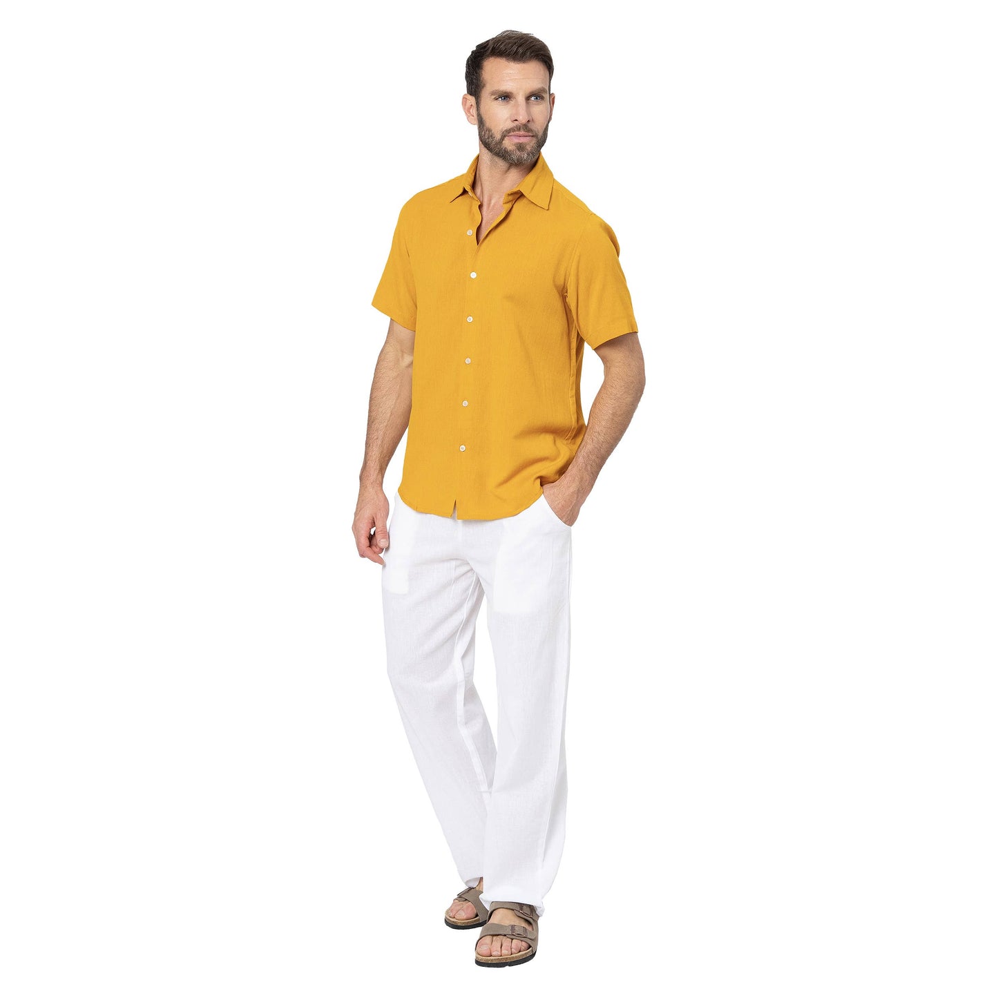 Camicia estiva uomo in lino a manica corta
