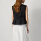 Gilet utility nero con coulisse in vita in misto cotone