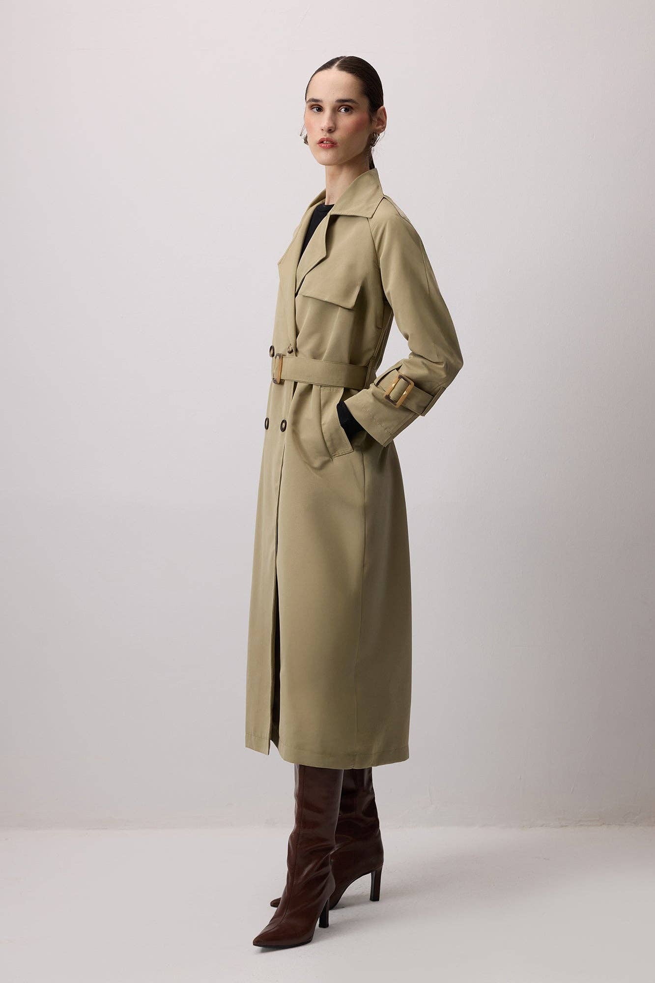 Trench Coat Lungo Maxi con Cintura