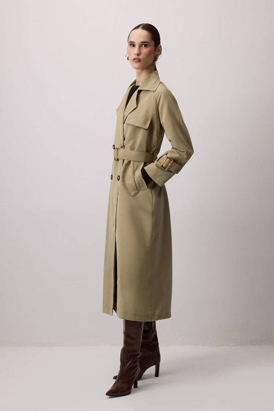 Trench Coat Lungo Maxi con Cintura